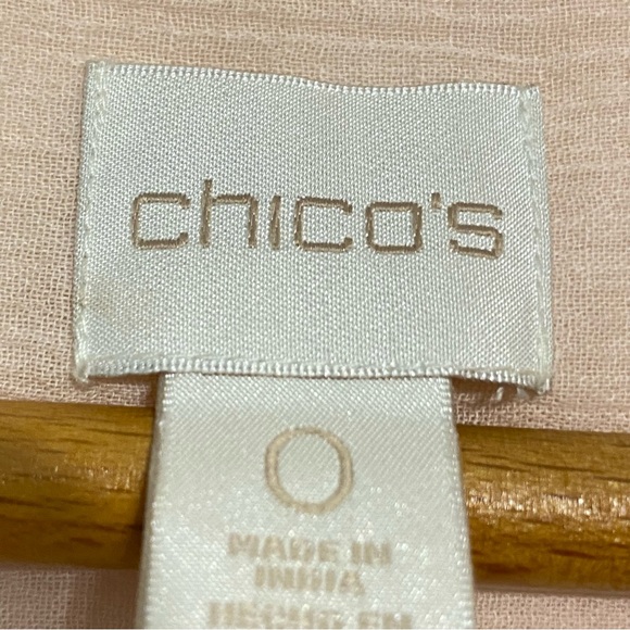 Chico’s Blush Pink Tunic Blouse Metallie Bead Collar 3/4 Sleeves size 0 or 4 - Picture 9 of 11